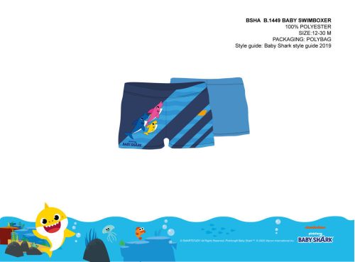 Baby shark baby bath boxer for little boys - light blue - 80