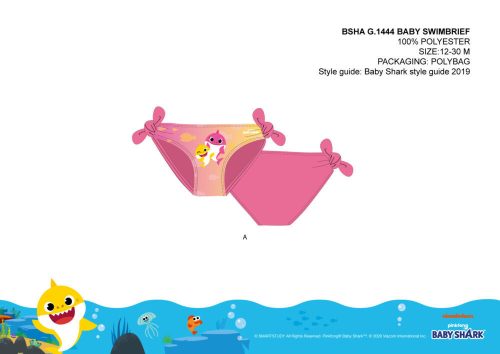 Dół kostiumu kąpiewowego Baby Shark dla dziewczynek - róży - 80