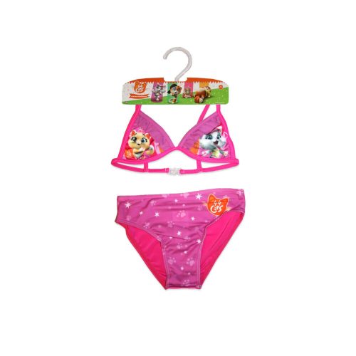 44 Csacska cat two-piece swimsuit for little girls - with triangle top - pink - 116