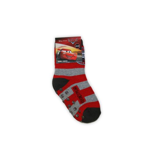 Non-slip children's ankle socks - Verdák - plush - red-grey - 31-34
