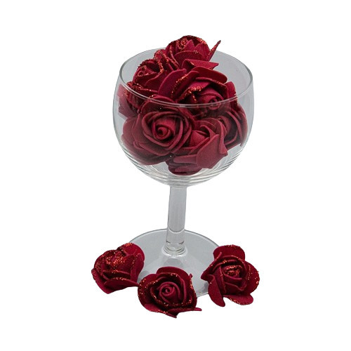 Błyszcząca roża z twowyzwa zachowana w bordowym o środkowym 3 cm