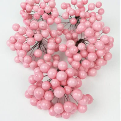 Wire pink berry 1 cm 40 pcs