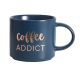 Kubek ceramiczny z napisem "Coffee ADDICT" 410 ml (niebieski, złoty napis)
