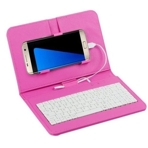 Phone case with keyboard, universal phone case, mobile phone case with keyboard Pink