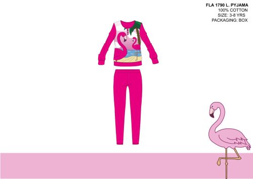 Pijamale pentru copii din bumbac tuf Flamingo - pijamale din jersey - roz - 110