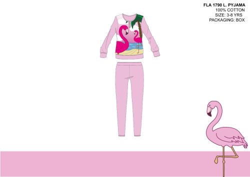 Flamingo thin cotton children's pajamas - jersey pajamas - light pink - 122