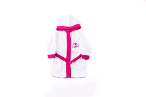 Children's robe - Microfiber hooded - Ice magic - 134-140 - white