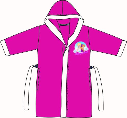 Children's robe - microfiber hooded - Ice Magic - 122-128 - pink-white