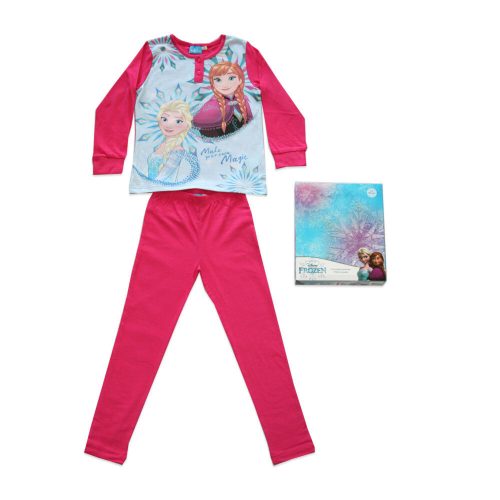 Langer Kinderpyjama aus dünner Baumwolle - Frozen - mit Anna- und Elsa-Muster Jersey - rosa - 134