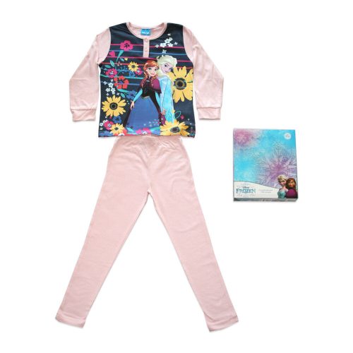 Long thin cotton children's pajamas - Ice Magic - striped - Jersey - light pink - 134