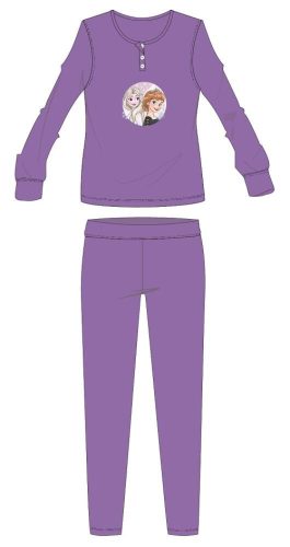 Disney Frozen Pyjama aus Baumwollflanell - winterlicher dicker Kinderpyjama - Lila - 110