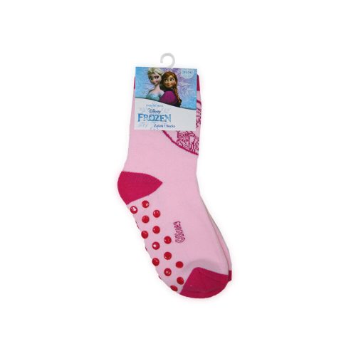Non-slip children's ankle socks - Ice magic - plush - heart pattern - light pink - 23-26