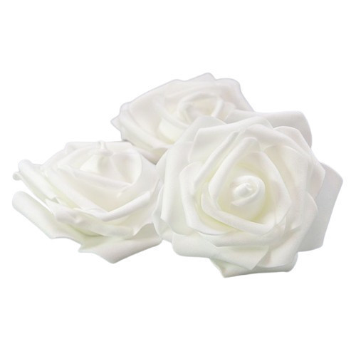 Trandafir alb de spumă de 7 cm fără tulpină