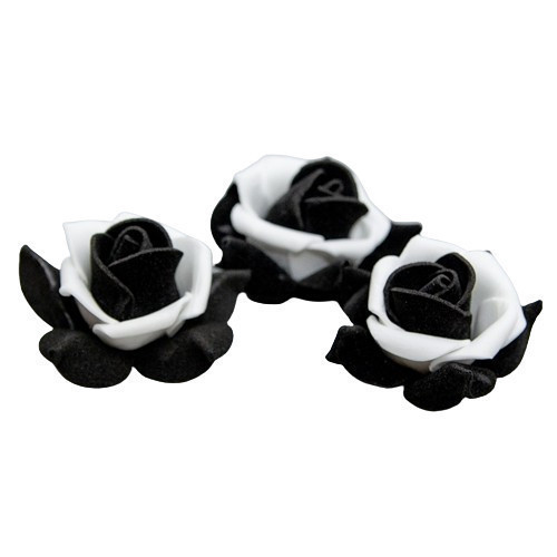 Róża piankowa czarno-biała o średnicy 4 cm