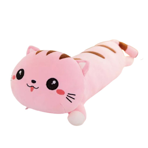 Hosszú cica párna - plüss cica, rózsaszín (60cm)