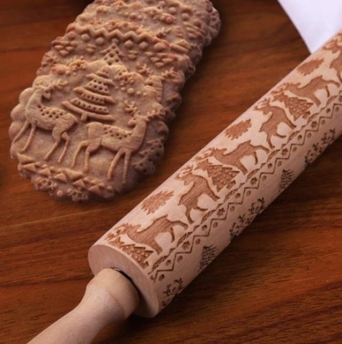 Christmas patterned rolling pin, patterned stretcher, cookie patterned rolling pin Reindeer