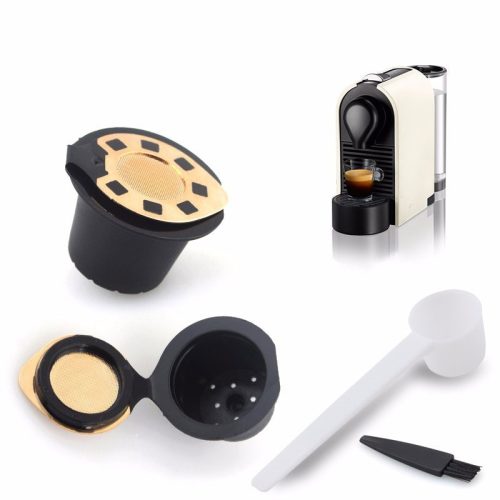 Refillable coffee capsule set of 2 Black+Gold