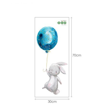 Animal Wall Sticker for Kids with Bunny Blue Balloon
