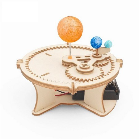 DIY Electric Rotating Solar System Made of Wood