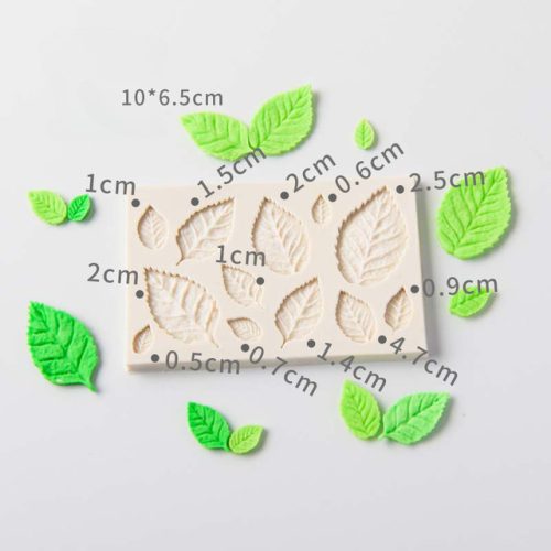 Cake decorating silicone fondant mold, marzipan patterned leaf