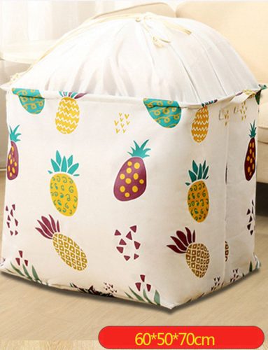 Large-capacity foldable clothes storage with tabs, pineapple with drawstring