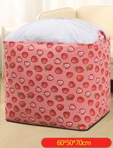Large-capacity foldable clothes storage with tabs and drawstring strawberry