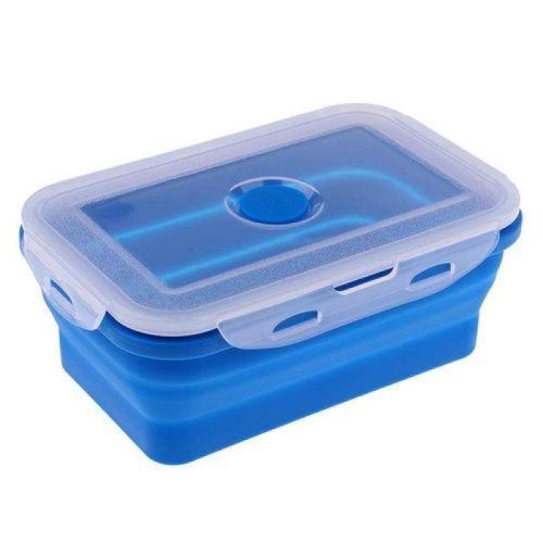 Collapsible silicone lunch box Blue