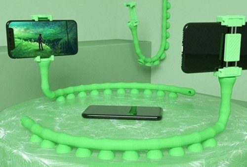 Flexible worm phone holder with suction cup Green