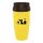 Screw-on, lockable travel cup with a yellow panda pattern