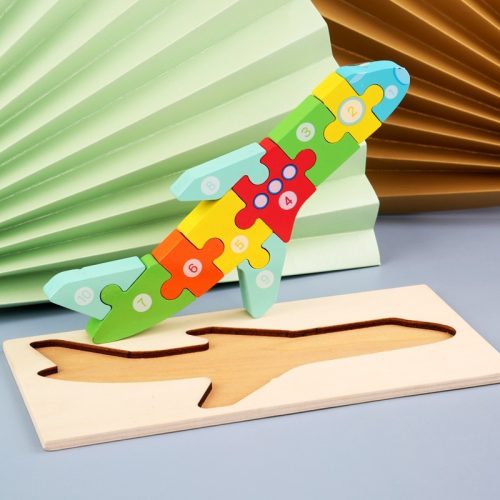 Counting, wooden puzzle for children Airplane