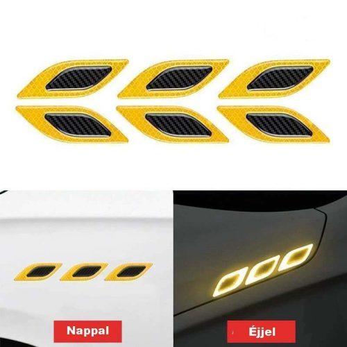 Reflective carbon car sticker, car tuning strip yellow-black