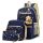 Schulranzen-Set 3-teilig (Rucksack, Seitentasche, Kosmetik- und Kulturbeutel) blau