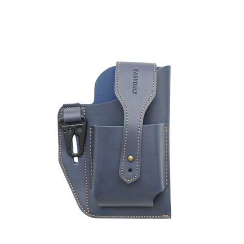 Retro leather belt bag, men's bag blue