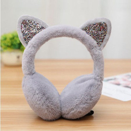 Căști pentru urechi de pisică gri
