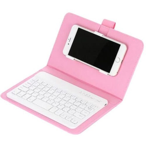 Phone case with bluetooth keyboard pink