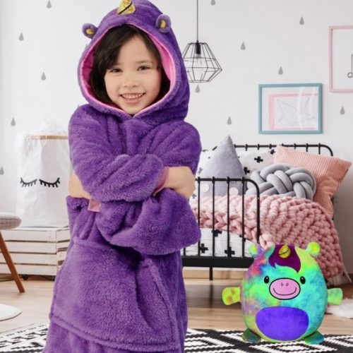 Plush Hoodie For Kids Purple