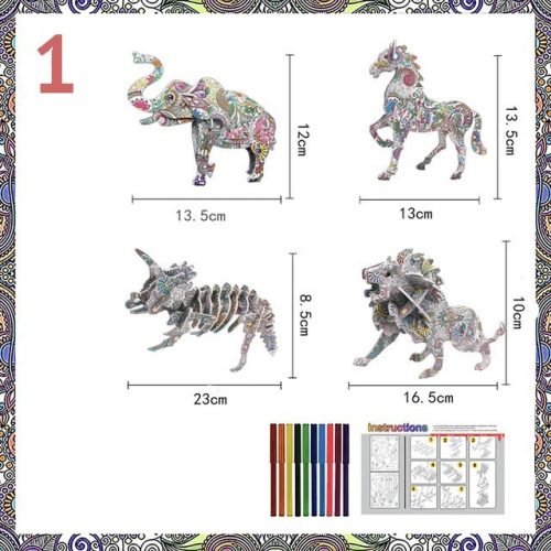 Colorable 3D puzzle elephant
