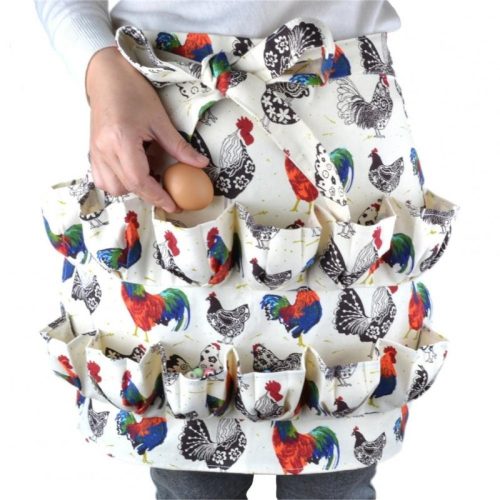 Egg collecting apron with rooster