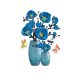 Autocolant de perete cu flori 3D Albastru