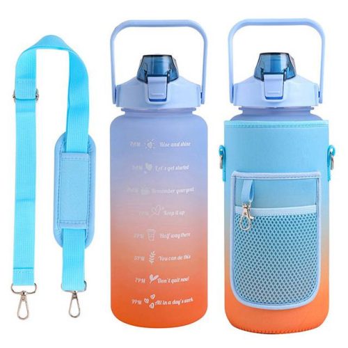 Water bottle holder with shoulder strap blue-orange