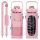 Water bottle with water bottle bag, pink