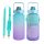 Sticla de apa cu punga pentru sticla de apa, blue-violet
