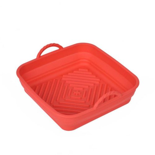Collapsible silicone mold for hot air oven red rectangular