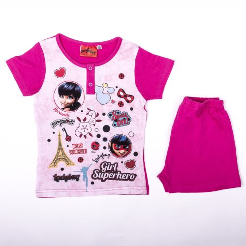 Pijamale pentru copii din bumbac cu maneca scurta - The Adventures of Ladybug and the Black Cat - roz - 116