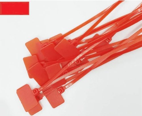Opaska kablowa z kolorowymi etykietami (100 szt.) - Czerwona