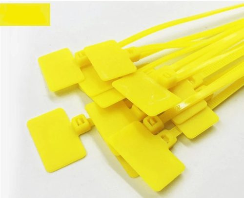 Opaska kablowa z kolorowymi etykietami (100 szt.) - Żółta