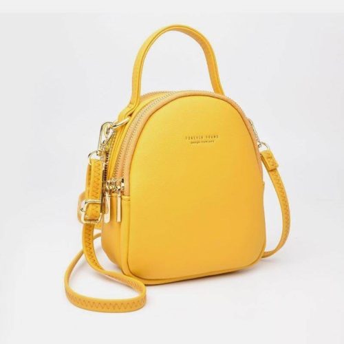 Small women's leather bag - yellow