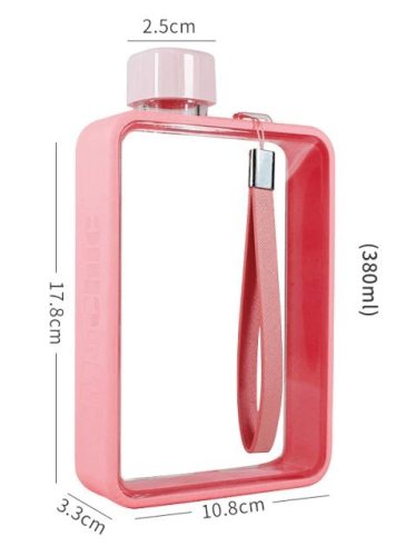 Butelka na wodę płaska A5 (380 ml) Różowa