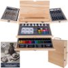 Painting set in a stylish wooden holder, 83 pieces