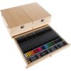Painting set in a stylish wooden holder, 83 pieces
